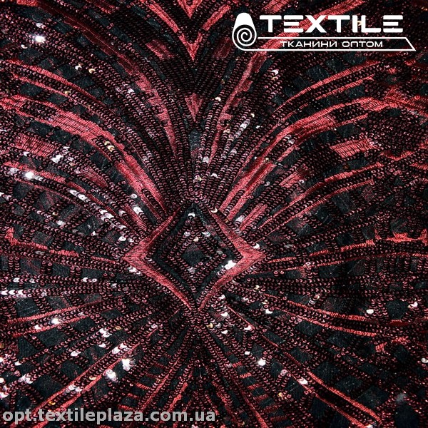 Сетка пайетки 3474D90C2 узор, красный