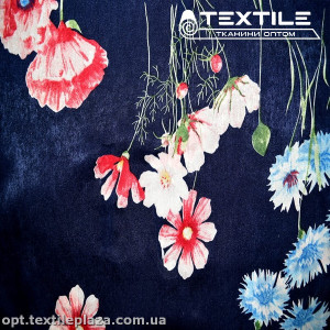 Шёлк Кобра цветной 3526D5C1 цветы, синий