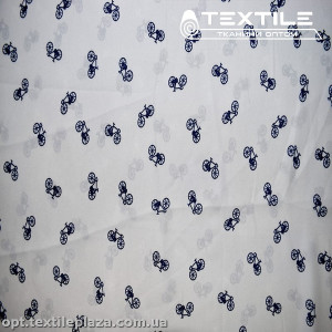 Креп шифон цветной 3527D6C1 велосипеды, белый