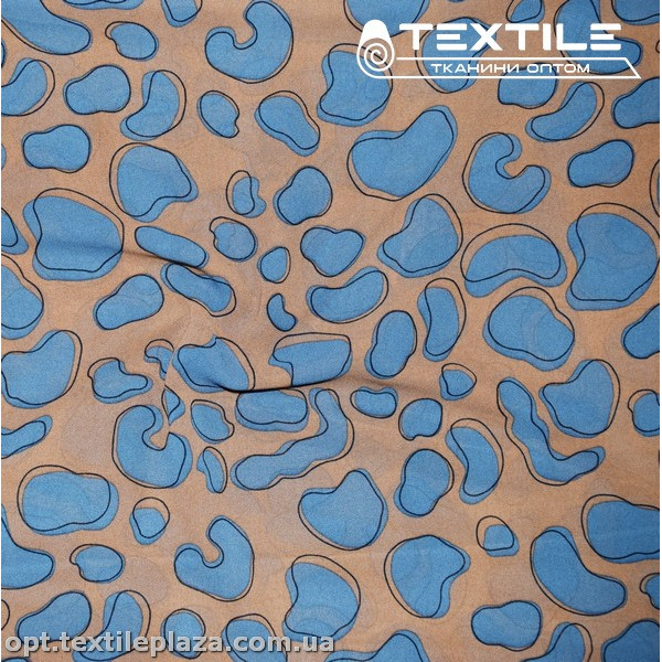 Шифон цветной 4081D100C1 пятна голубые, мокко