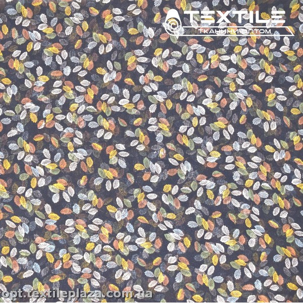 Шифон крэш цветной 4095D170C2 листья, темно-синий