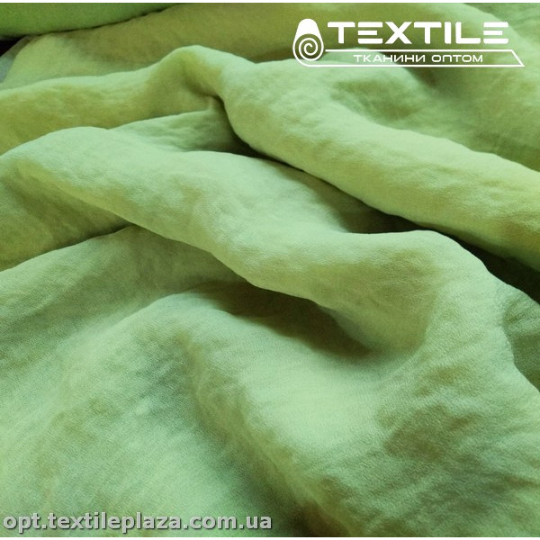 Шифон крэш однотонный 2697C15 Жоржет Peach светло-салатовый