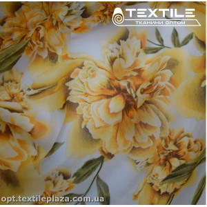 Шифон цветной 3889D67C1 цветы желтые, белый