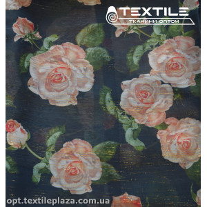 Шифон люрекс цветной 3807D4C1 цветы розовые, черный