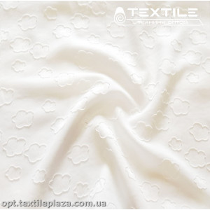 Шифон жаккард однотонный 4048C1 цветы, белый