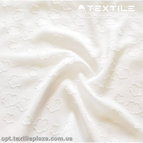 Шифон жаккард однотонный 4048C1 цветы, белый