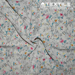 Шифон цветной 3831D13C1 цветы желто-розовые, белый