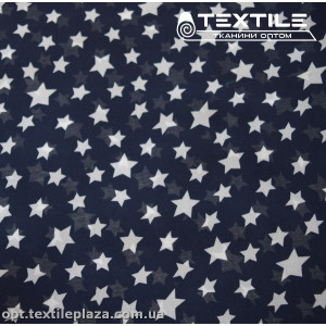 Шифон цветной 3808D1C2 звезды белые, темно-синий