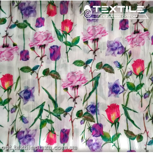 Шифон люрекс цветной 3806D2C1 цветы розовые, белый