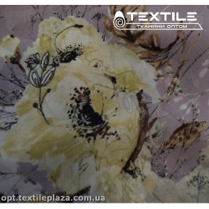 Шифон цветной 3889D781C2 цветы желтые, светло-сиреневый