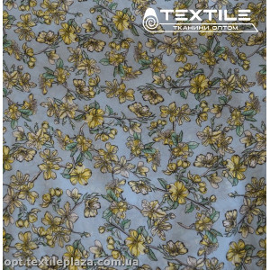 Шифон цветной 3808D5C1 цветы желтые, голубой