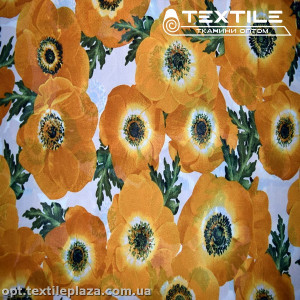 Шифон цветной 3699D4C2 цветы медовые, белый