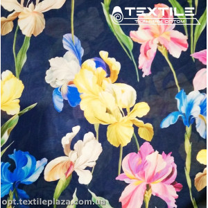 Шифон цветной 3809D6C3 цветы розово-голубые, синий