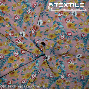Шифон цветной 3831D7C2 цветы бордово-горчичные, пыльно-розовый