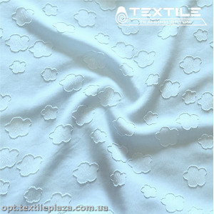 Шифон жаккард однотонный 4048C2 цветы, голубой