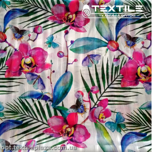 Шифон люрекс цветной 3806D4C1 цветы розовые, белый