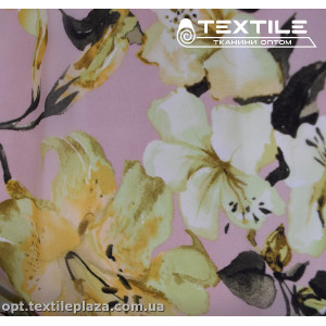 Шифон цветной 3889D69C1 цветы фисташковые, розовый