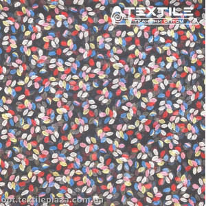 Шифон крэш цветной 4095D170C4 листья, черный