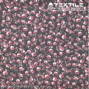 Шифон крэш цветной 4095D169C3 цветы бордовые, черный