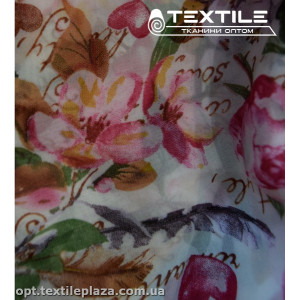 Шифон цветной 3889D783C1 цветы розовые, белый