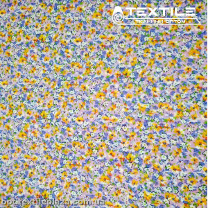 Шифон цветной 4059D4C3 цветы желто-фиолетовые, лавандовый