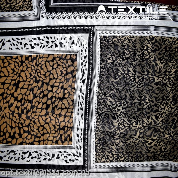 Шифон цветной 3539D6C1 лоскуты бежево-черные, белый