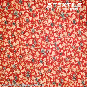 Шифон цветной 4059D7C1 цветы пудрово-графитовые, красный