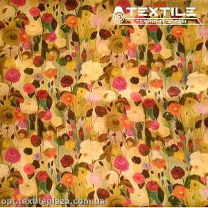 Шифон цветной 3808D13C1 цветы молочно-розовые