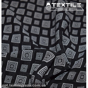 Шифон цветной 3808D17C2 квадраты белые, черный