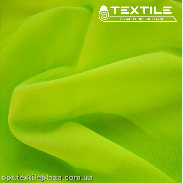 Креп шифон однотонный 2301C30 неоново-лаймовый