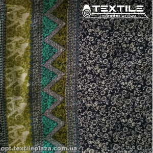 Шифон цветной 2334D181C1 узор купон, темно-синий