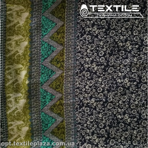 Шифон цветной 2334D181C1 узор купон, темно-синий