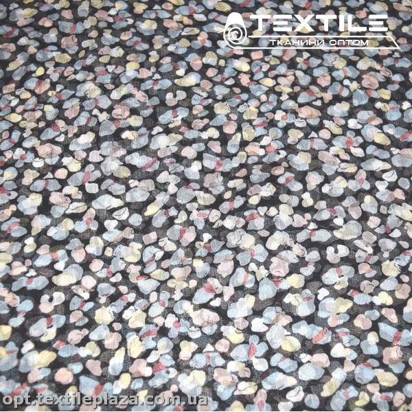 Шифон крэш цветной 4095D12C1 пятна, черный