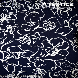 Креп шифон цветной 3524D5C1 цветы белые, синий