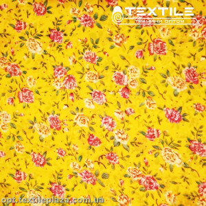 Шифон цветной 4059D20C1 цветы розовые, желтый