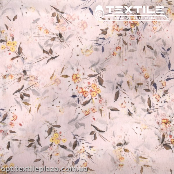 Шифон крэш цветной 4095D179C2 цветы желтые, розовый