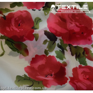 Шифон цветной 3889D571C6 цветы красные, белый