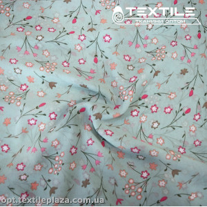 Шифон цветной 4019D4C5 цветы розовые, мятный