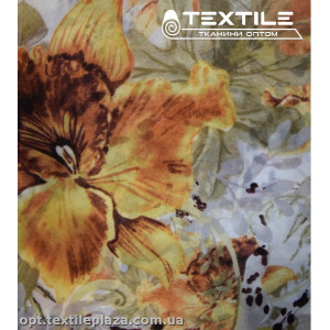 Шифон цветной 3889D68C2 цветы коричнево-медовые, белый