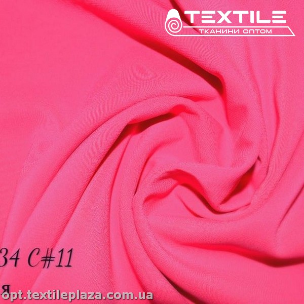 Шифон стрейчевый однотонный 11424C11 неоново-малиновый
