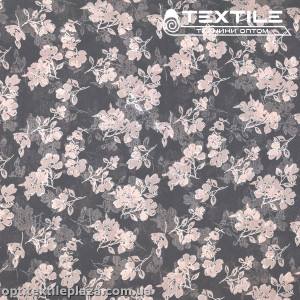 Шифон крэш цветной 4095D180C2 цветы пудровые, черный