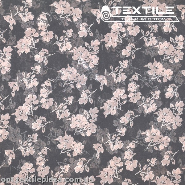 Шифон крэш цветной 4095D180C2 цветы пудровые, черный