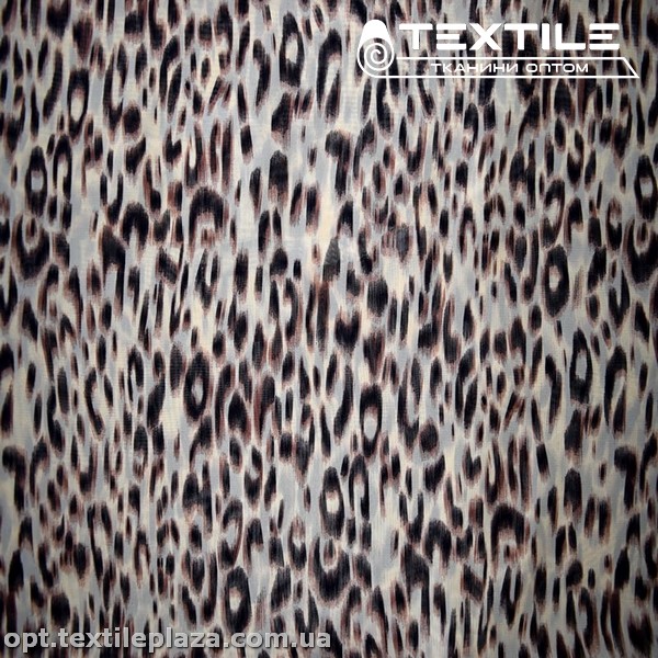 Шифон цветной 3594D3C1 леопард коричневый, молочный