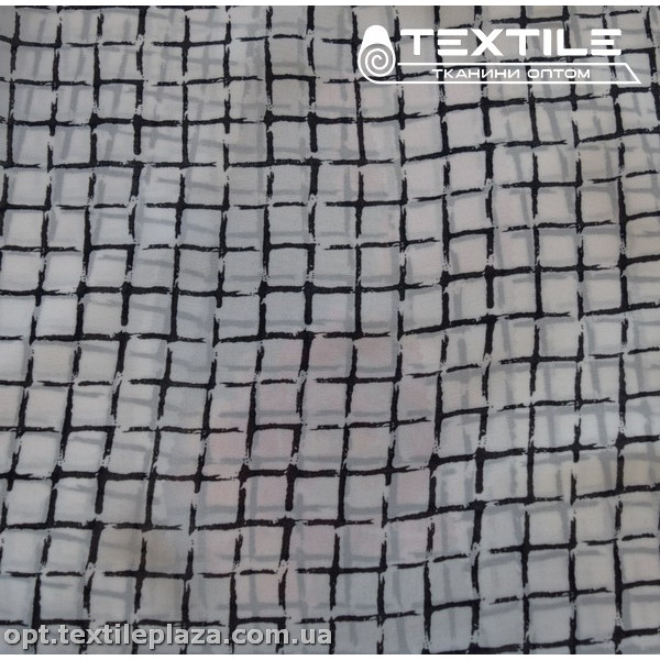 Шифон цветной 3808D3C2 клетка, черный