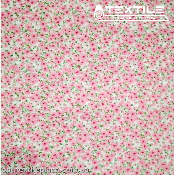 Шифон цветной 4059D6C1 цветы розовые, белый