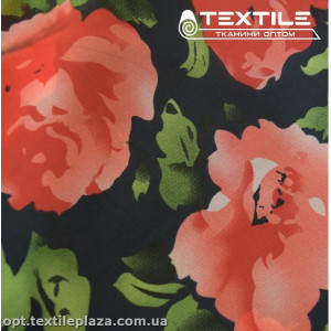 Шифон цветной 3889D571C7 цветы красные, черный