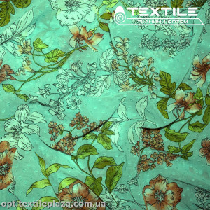 Шифон жаккард цветной 4074D386C1 Uragiri dott цветы бело-бежевые, мятный