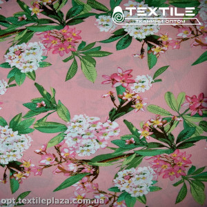 Креп шифон цветной 3524D10C2 цветы белые, розовый