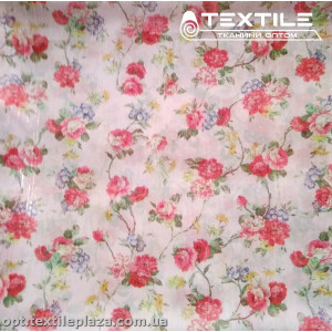Шифон люрекс цветной 3928D1C2 цветы красные, розовый