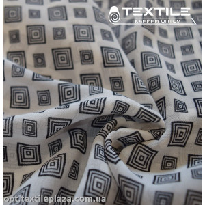 Шифон цветной 3808D17C1 квадраты черные, белый